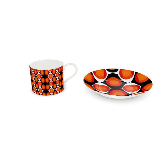 Bone China Cup and Saucer with a colourful Retro Design