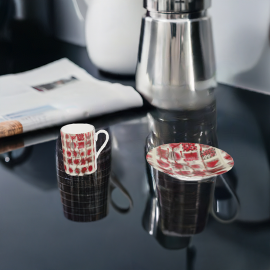 Bone China Cup & Saucer Abstract Ink Collage