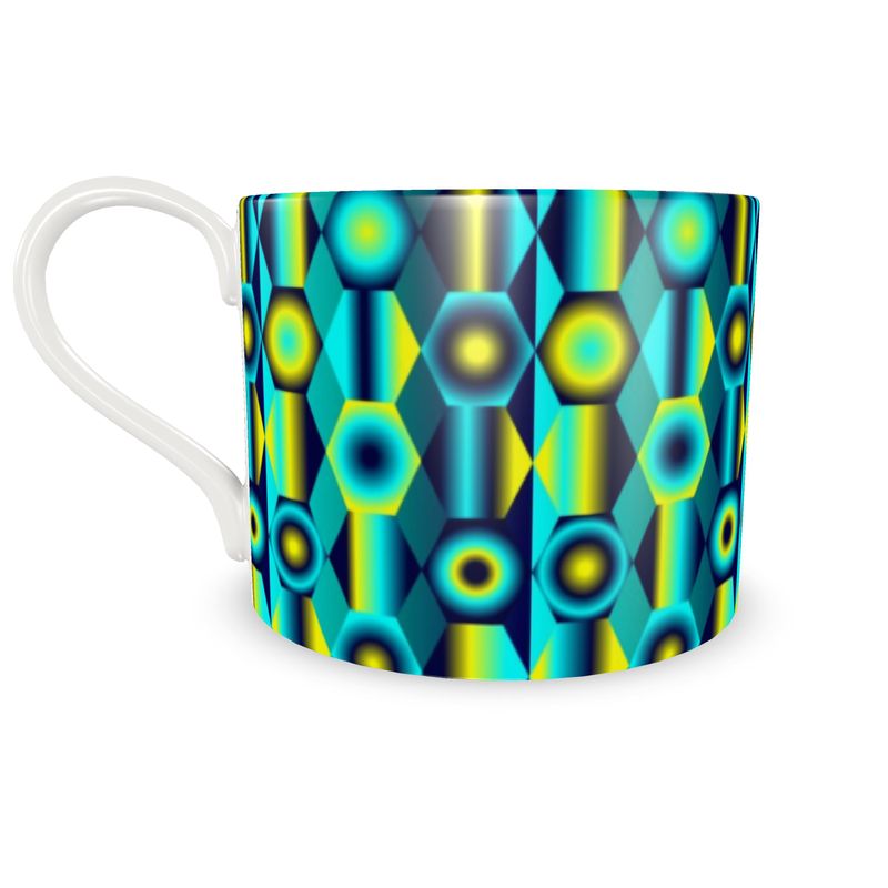 Bone China Cup and Saucer with vibrant shapes