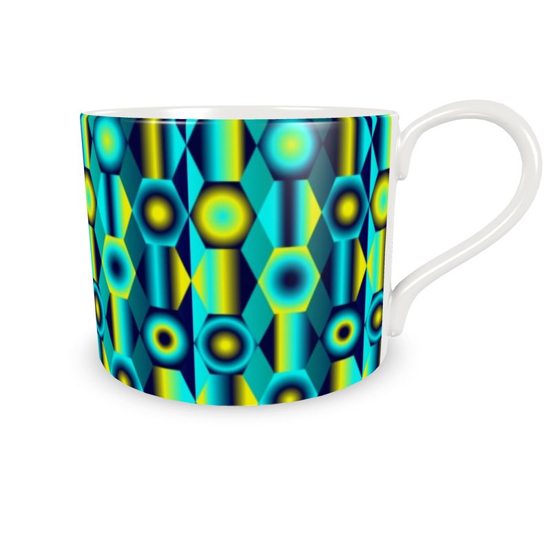 Bone China Cup and Saucer with vibrant shapes