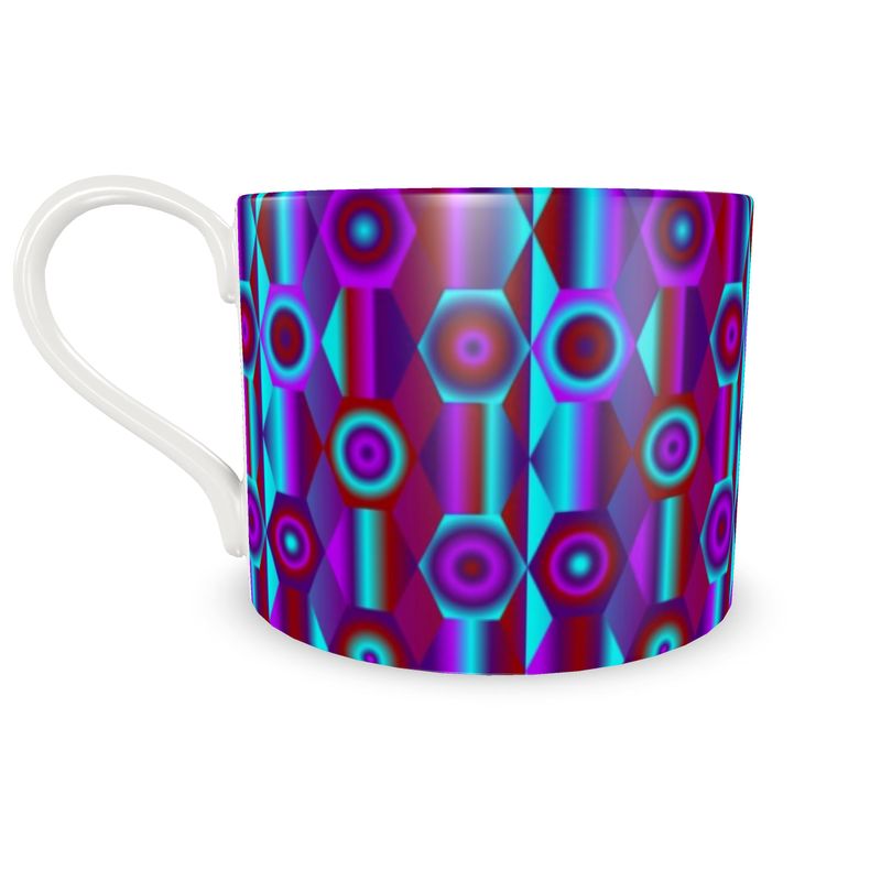 Bone China Cup and Saucer with vibrant shapes
