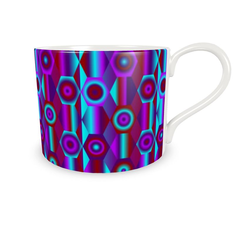 Bone China Cup and Saucer with vibrant shapes