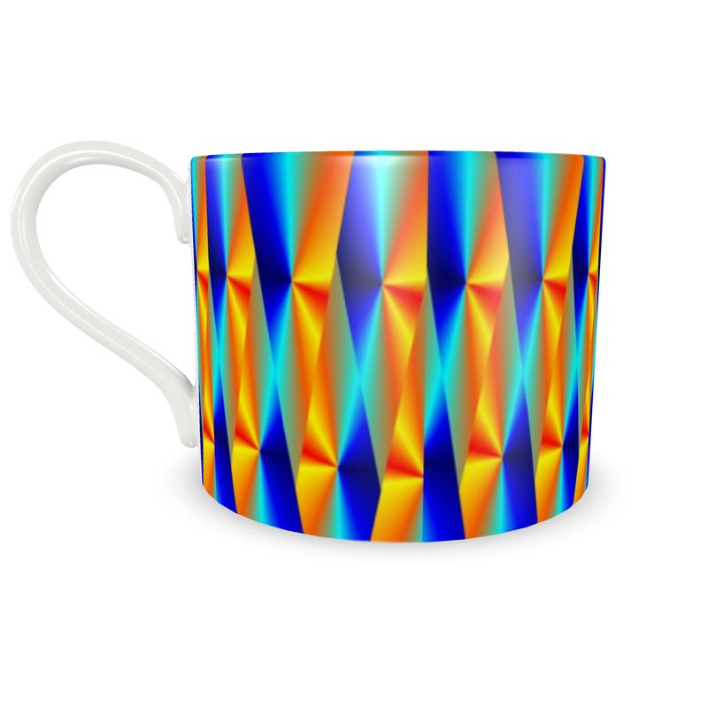 Bone China Cup and Saucer with vibrant shapes