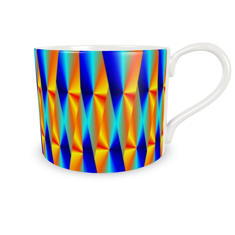 Bone China Cup and Saucer with vibrant shapes