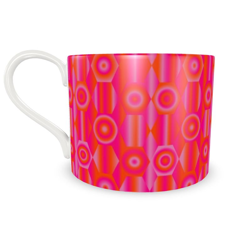 Bone China Cup and Saucer with Vibrant Shapes