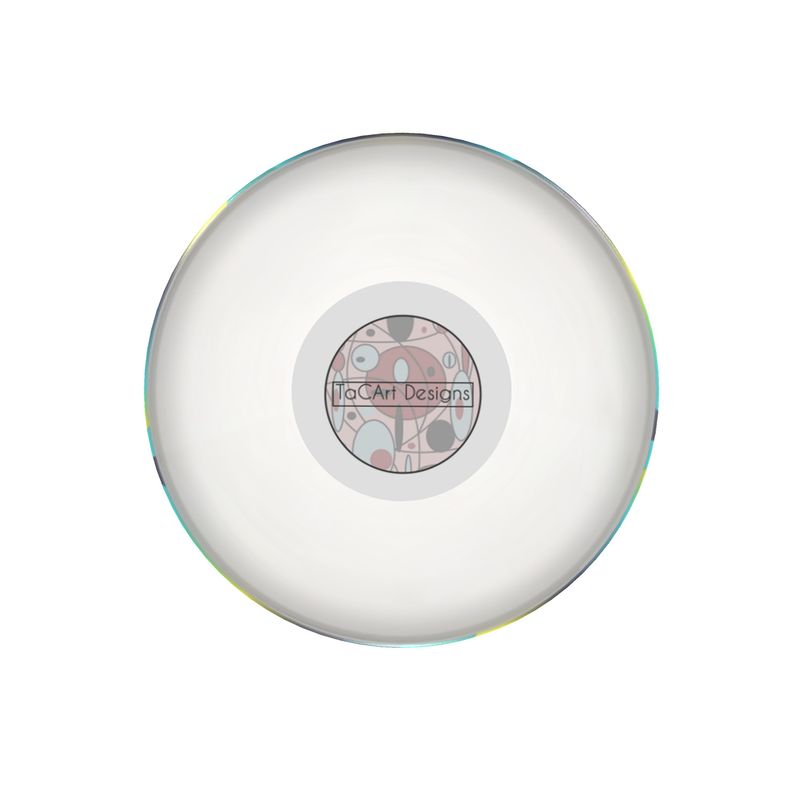 Tall Cylindrical Glass Vase with Vibrant Shapes