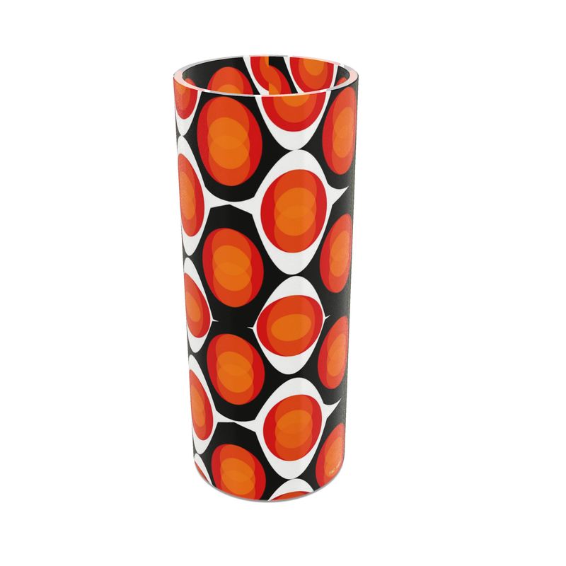 Tall Cylindrical Glass Vase Retro Style