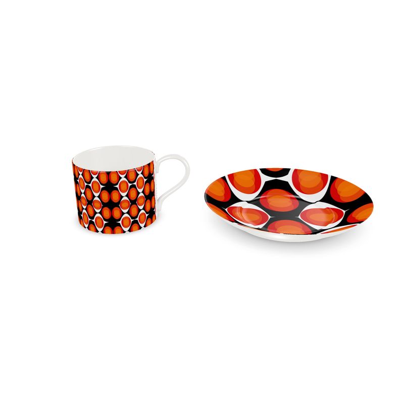 Bone China Cup and Saucer with a colourful Retro Design