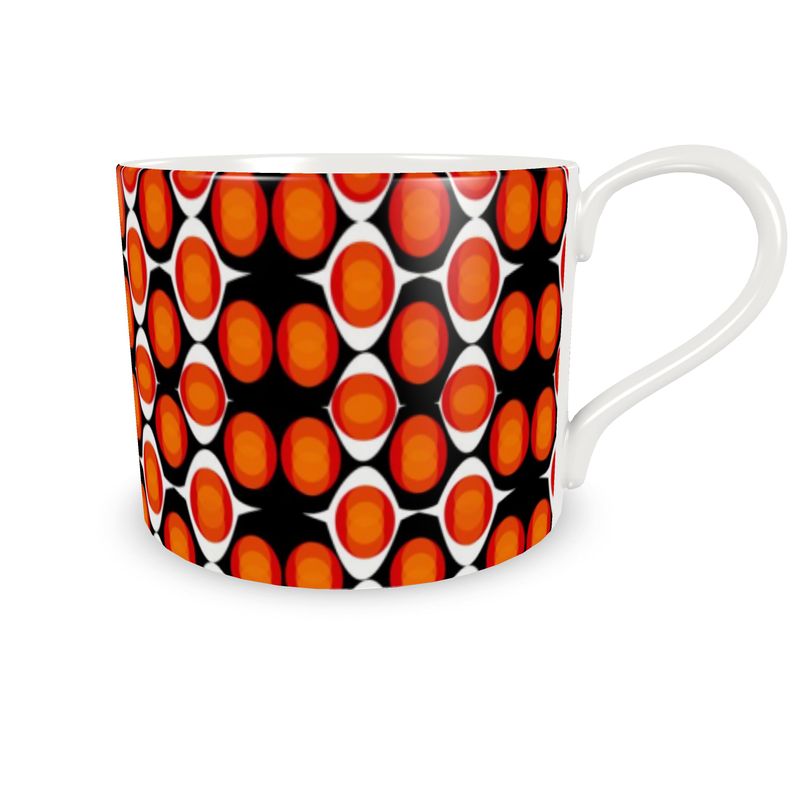 Bone China Cup and Saucer with a colourful Retro Design