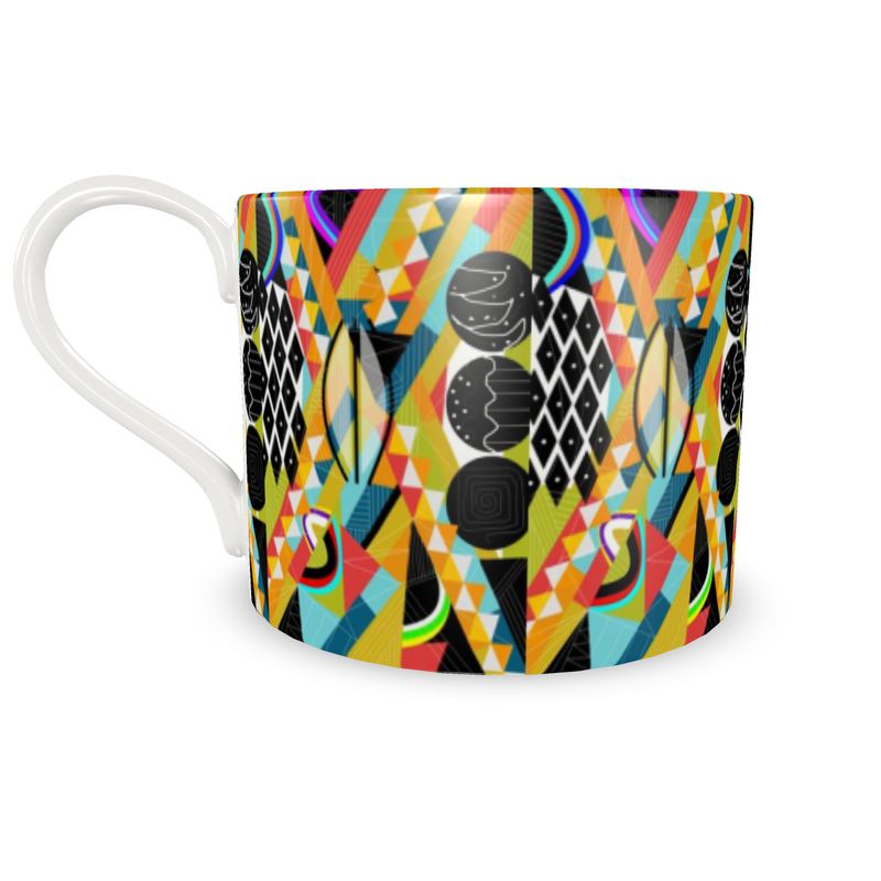 Bone China Cup & Saucer Colourful Abstract Design