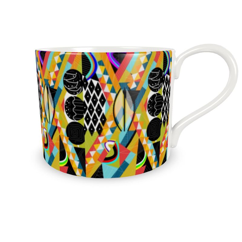 Bone China Cup & Saucer Colourful Abstract Design