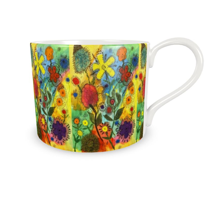 Bone China Cup & Saucer Original Floral Abstract Art