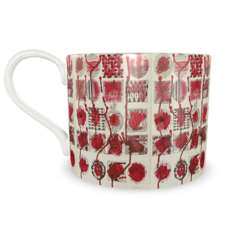 Bone China Cup & Saucer Abstract Ink Collage