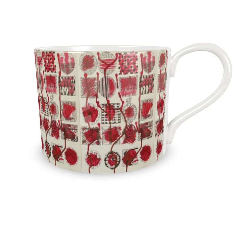 Bone China Cup & Saucer Abstract Ink Collage