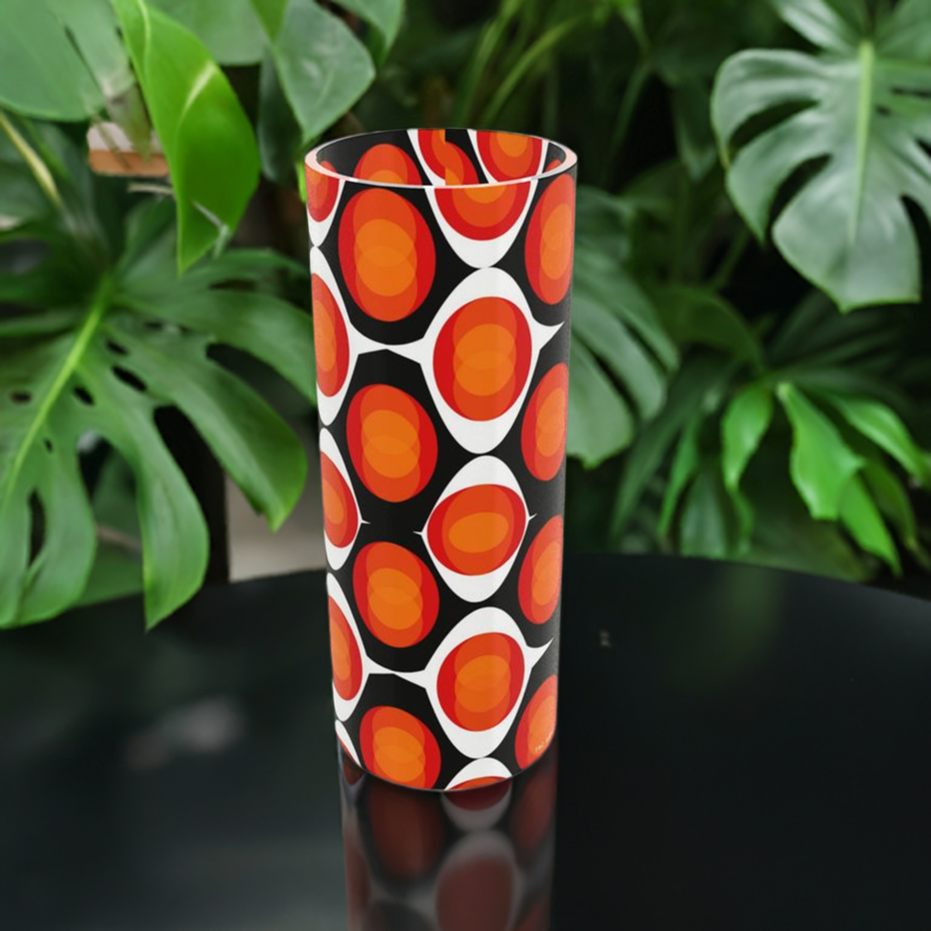 Tall Cylindrical Glass Vase Retro Style