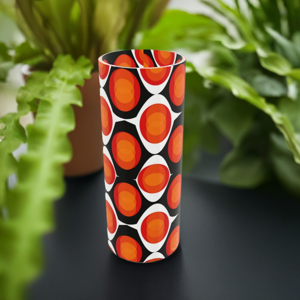 Tall Cylindrical Glass Vase Retro Style