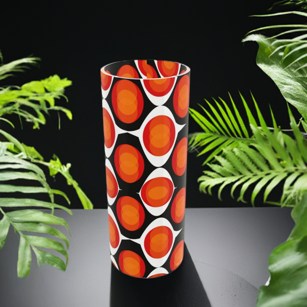 Tall Cylindrical Glass Vase Retro Style